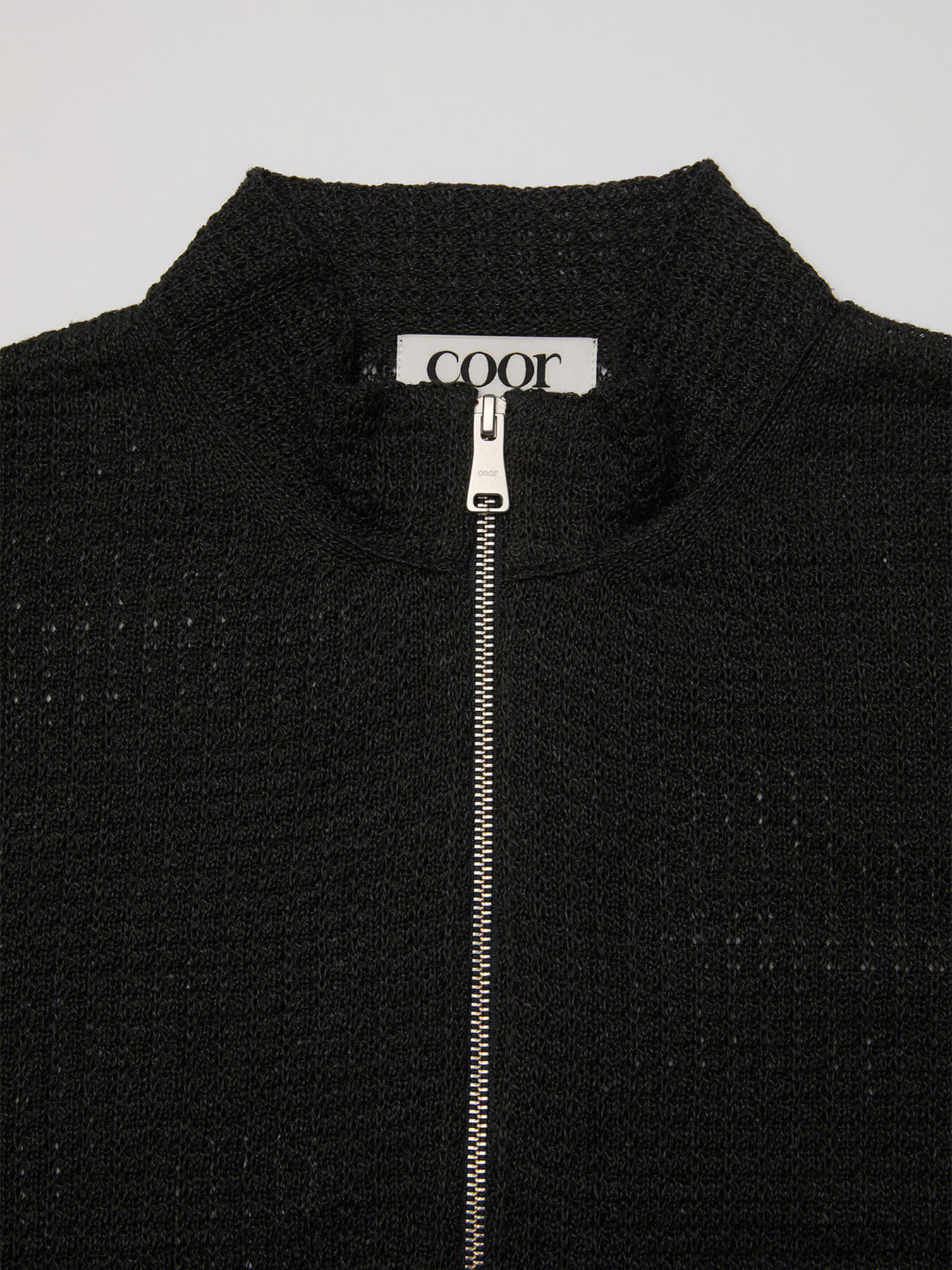 Свитер LINEN BLEND STAND COLLAR ZIP-UP