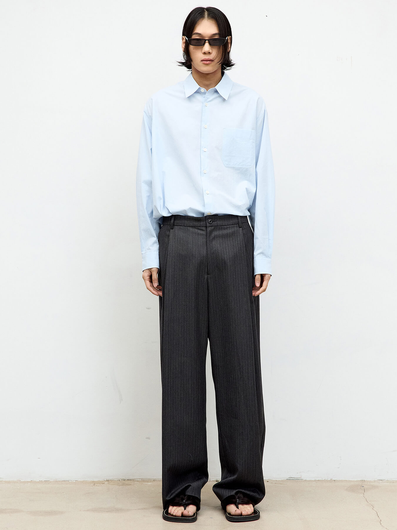 Брюки STRIPE WOOL BLEND PLEATED