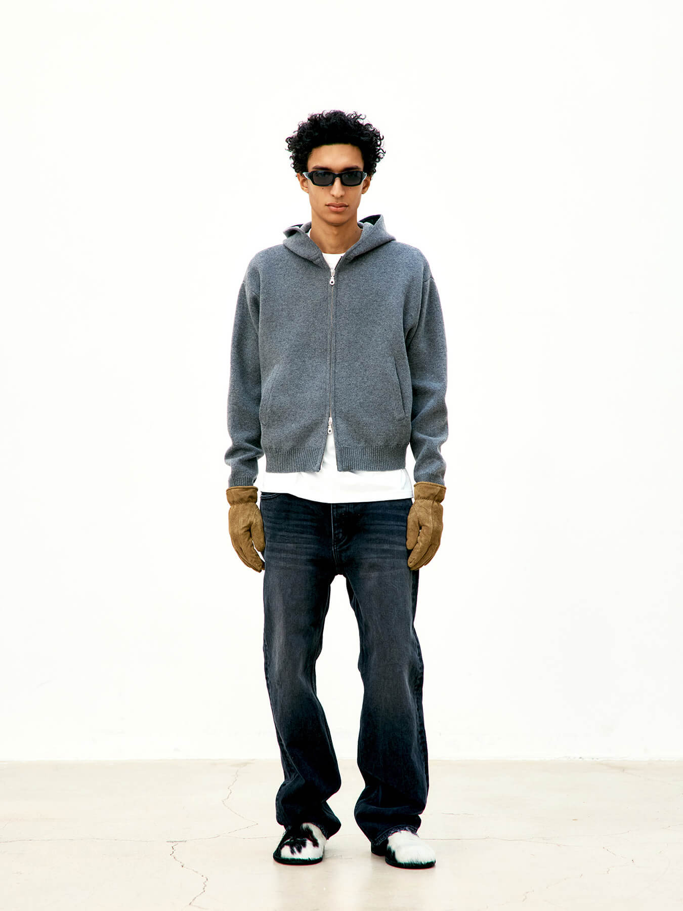 Худи DOUBLE FACE WOOL AND BLEND ZIP-UP