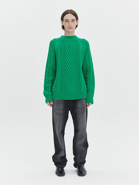 Свитер FISHERMAN CABLE (размер M, цвет GREEN)