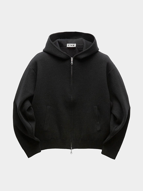 Худи DOUBLE FACE WOOL AND BLEND ZIP-UP (размер M, цвет Черный)