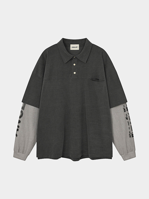 Лонгслив TYPO PRINT LAYERED RUGBY (размер M, цвет Серый)