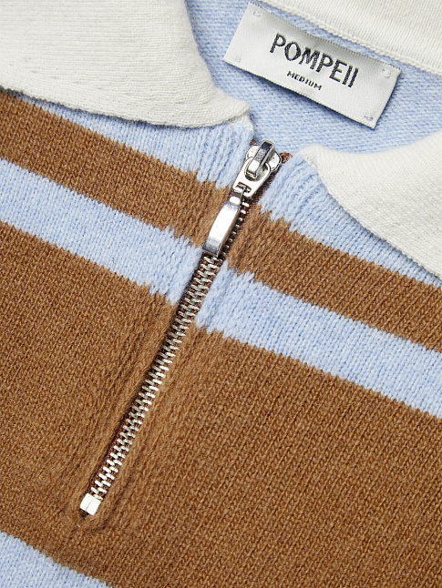 Свитер RUGBY KNIT POLO (размер M, цвет Коричневый-Голубой)