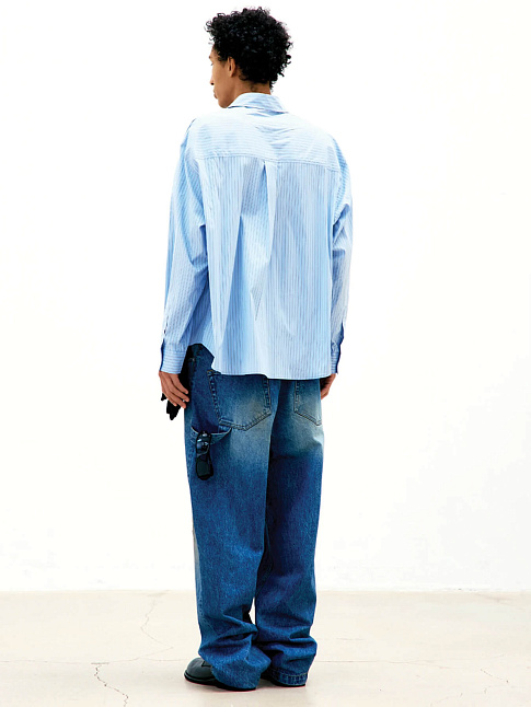 Рубашка MULTI-PIN STRIPED OVERSIZED (размер L, цвет Голубой)