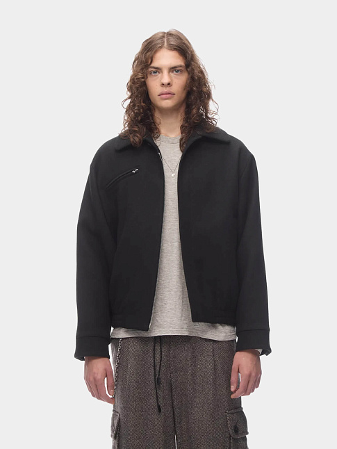 Бомбер из шерсти WOOL MOTOR (размер XL, цвет Черный)