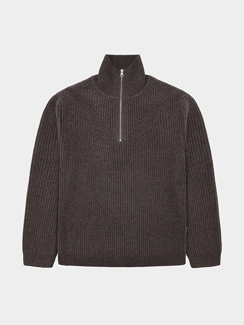 Свитер HALF ZIP WOOL (размер S, цвет Темно-коричневый)