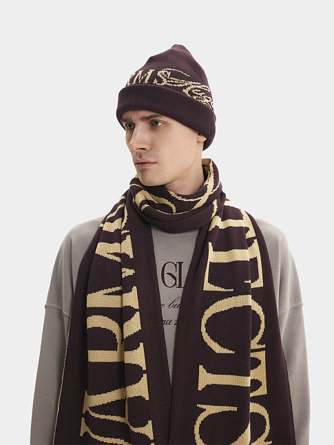 Шапка WARMS HUGS PROTECTS (размер one size, цвет Темно-бордовый)