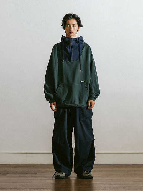 Худи WRAP HALF ZIP (размер one size, цвет Зеленый-Синий)