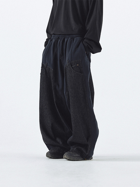 Брюки DENIM DOUBLE SWEAT BALLOON (размер L, цвет Черный)