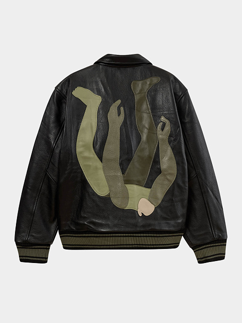 Куртка FALLING GUY SOFT LEATHER VARSITY JACKET (размер XL, цвет Черный)