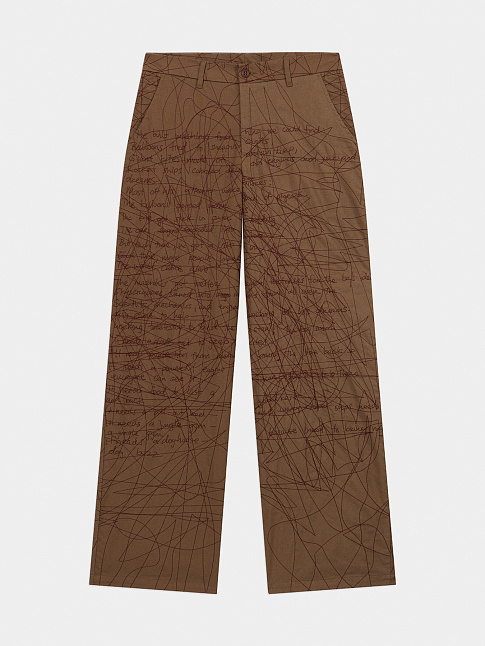 Брюки MANUSCRIPT EMBROIDERED (размер M, цвет Коричневый)
