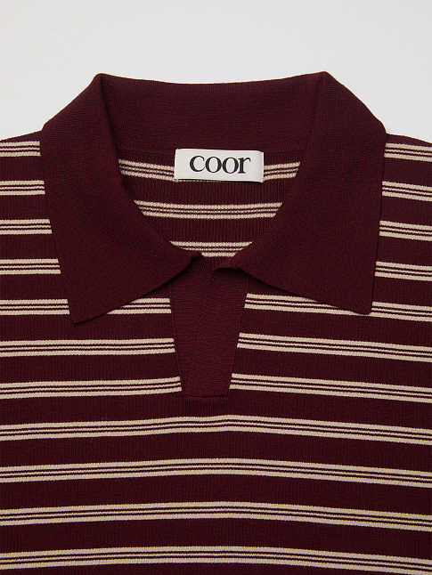 Поло OPEN-COLLAR STRIPE (размер M, цвет Бордовый)