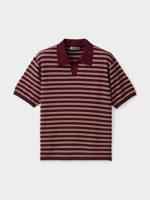 Поло OPEN-COLLAR STRIPE (размер L, цвет Бордовый)