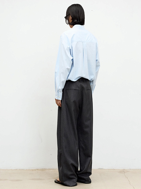 Брюки STRIPE WOOL BLEND PLEATED (размер M, цвет Темно-серый)