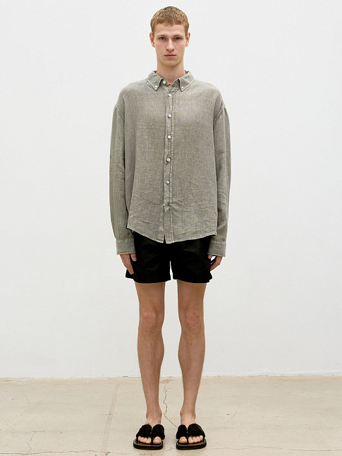 Рубашка LINEN DYED OVERSIZED (размер M, цвет Светло-коричневый)