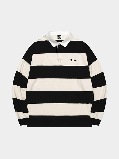Лонгслив STRIPE GOTHIC NAME RUGBY (размер M, цвет Черный-Бежевый)