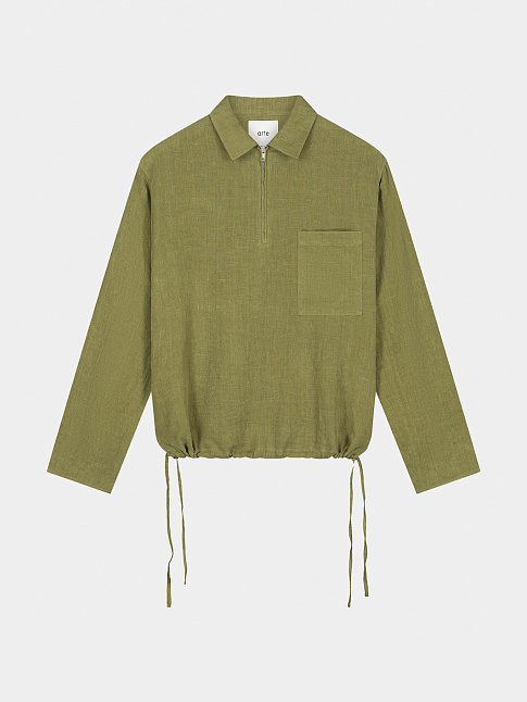 Рубашка LINEN QUARTER ZIP (размер M, цвет Зеленый)