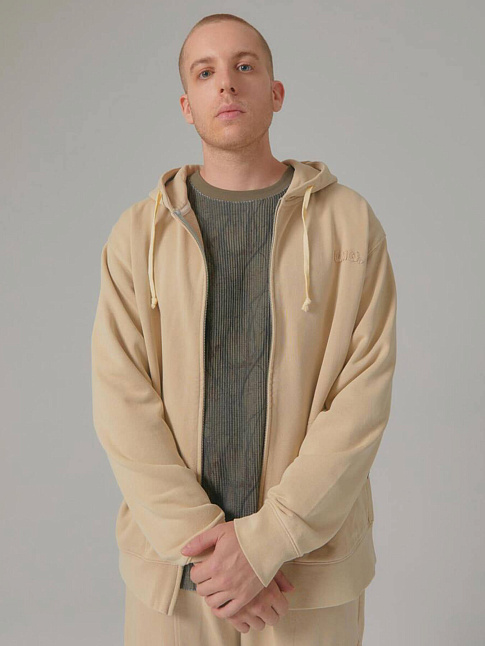 Худи WASHED OG APPLIQUE ZIP-UP (размер M, цвет Бежевый)