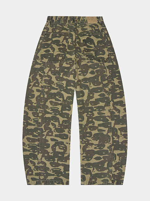 Джинсы FACE CAMO WIDE LEG (размер L, цвет Зеленый)