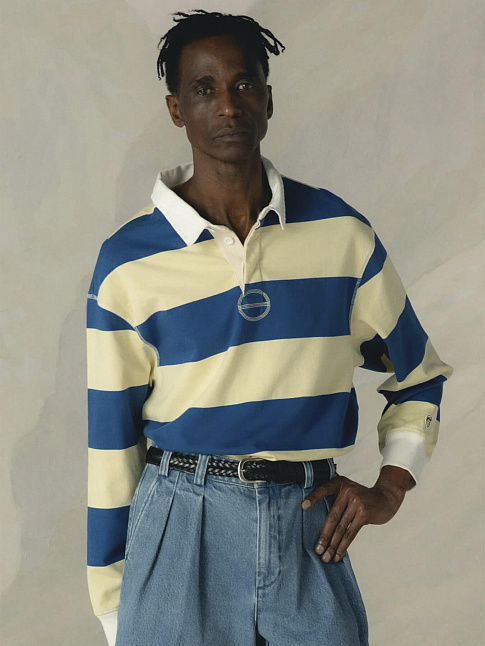 Лонгслив STRIPED POLO SWEAT (размер XL, цвет Желтый-Синий)