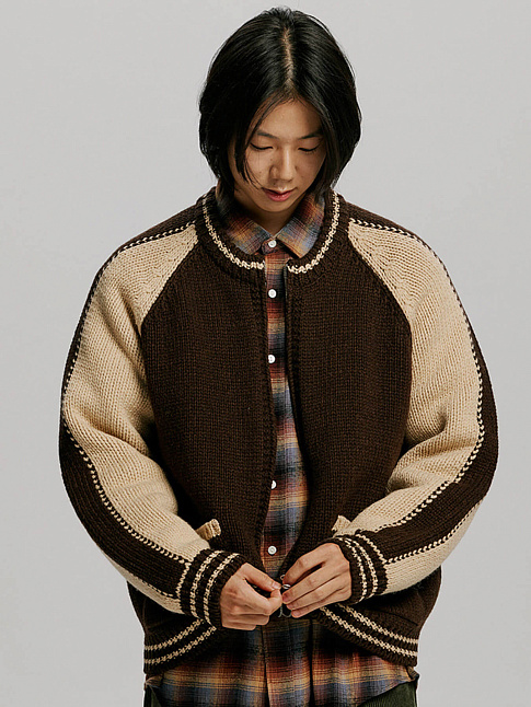 Кардиган WOOL VARSITY ZIPUP (размер L, цвет Коричневый)