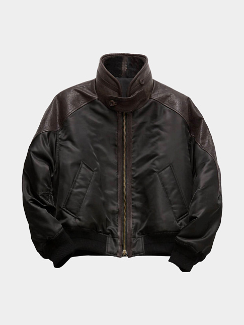 Куртка HIGH-NECK SHEARLING MIXED MA-1 (размер M, цвет Темно-коричневый)