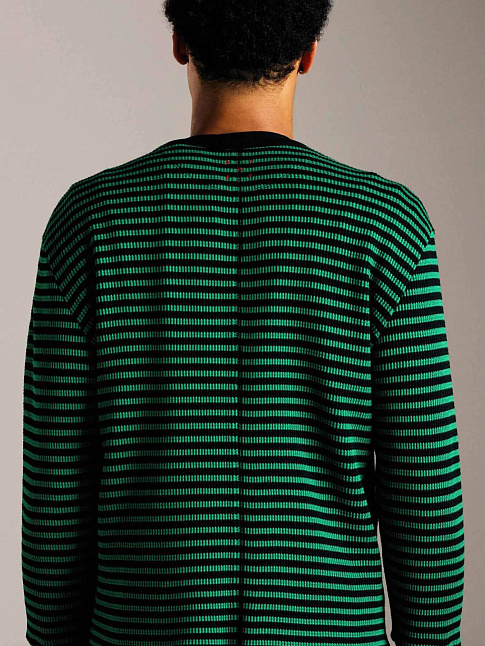 Свитер STRIPED WAFFLE (размер XL, цвет Черный-Зеленый)