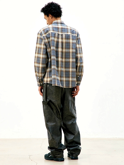 Рубашка OMBRE FLANNEL ONE POCKET CHECKERED (размер XL, цвет Коричневый)