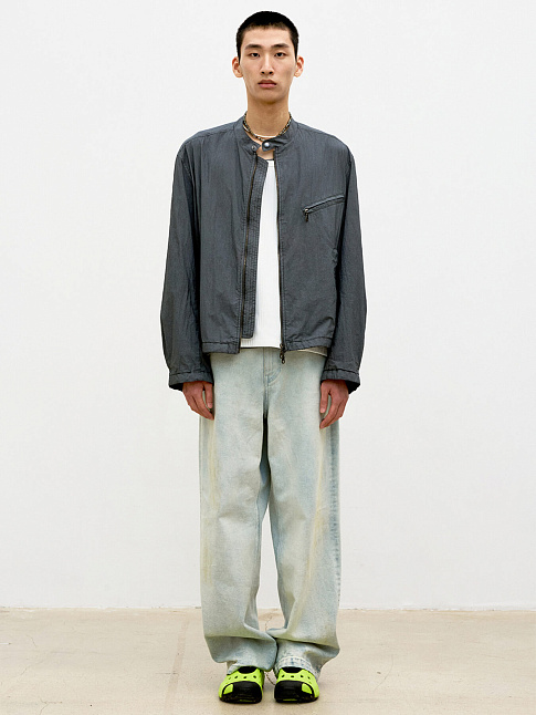 Куртка GARMENT DYED BIKER (размер M, цвет Темно-серый)
