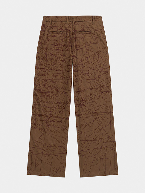 Брюки MANUSCRIPT EMBROIDERED (размер M, цвет Коричневый)