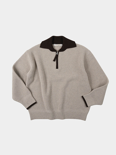 Свитер CONTRAST COLLAR HALF ZIP (размер L, цвет Серый)