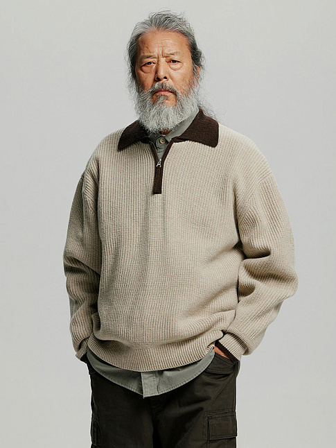 Свитер CONTRAST COLLAR HALF ZIP (размер XL, цвет Серый)