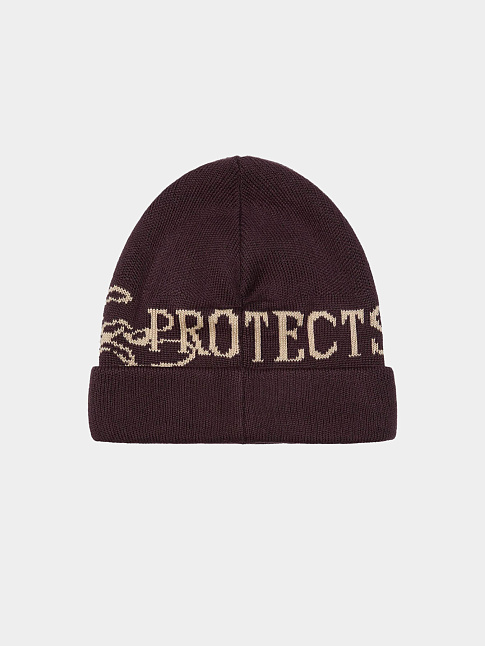 Шапка WARMS HUGS PROTECTS (размер one size, цвет Темно-бордовый)