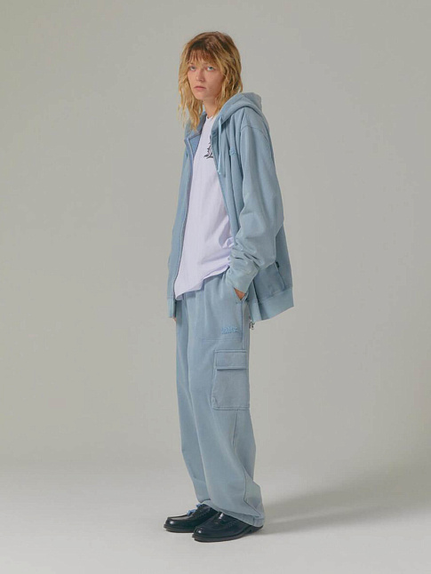 Худи WASHED OG APPLIQUE ZIP-UP (размер L, цвет Голубой)