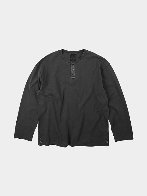 Лонгслив PIGMENT DYEING HENLEY NECK (размер L, цвет Темно-серый)