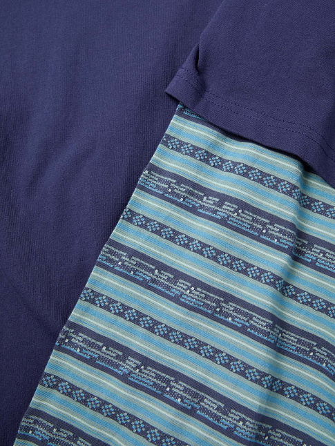 Лонгслив Y.E.S JACQUARD STRIPE LAYERD (размер M, цвет Синий)