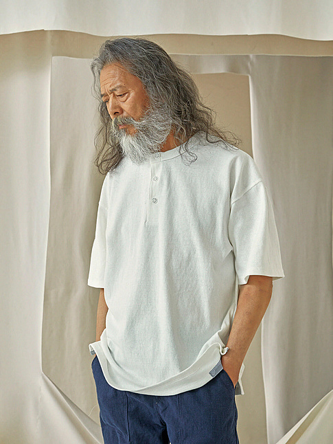 Футболка HENLEY NECK HALF (размер L, цвет Белый)