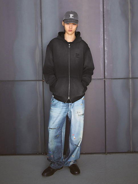 Худи GOTHIC WASHED ZIP-UP (размер L, цвет Черный)