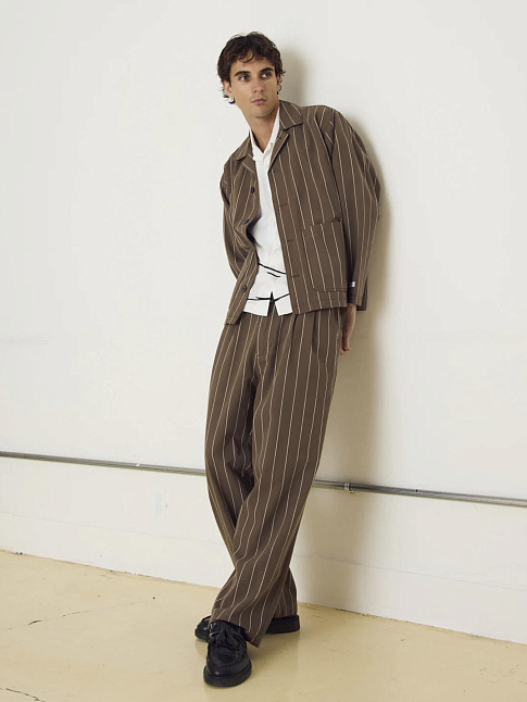 Брюки FOSTER PLEATED STRIPE (размер 36, цвет Коричневый)