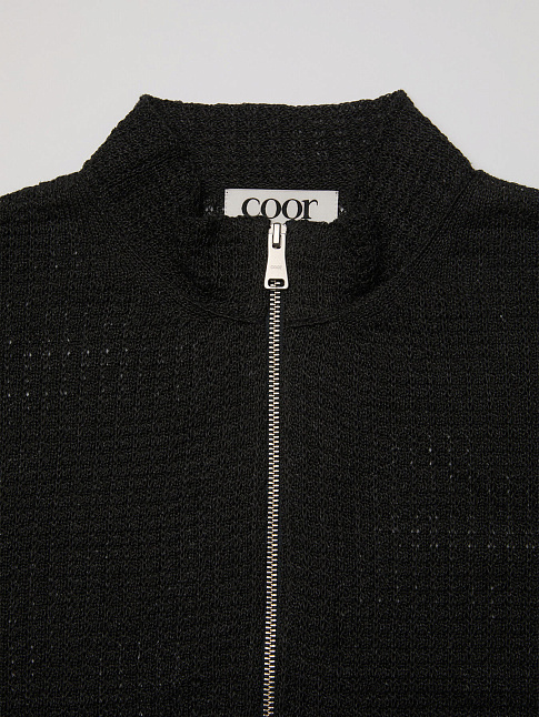 Свитер LINEN BLEND STAND COLLAR ZIP-UP (размер M, цвет Темно-серый)