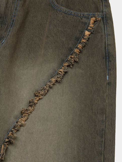 Джинсы CURVED RAW EDGE DENIM WIDE (размер M, цвет Коричневый)