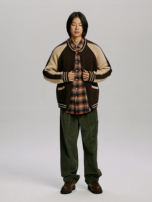 Кардиган WOOL VARSITY ZIPUP (размер L, цвет Коричневый)