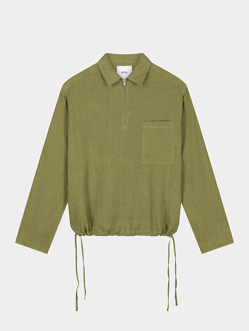 Свитер LINEN QUARTER ZIP (размер M, цвет Зеленый)