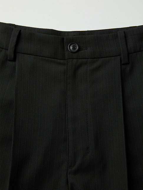 Брюки STRIPE WOOL BLEND PLEATED (размер M, цвет Темно-серый)