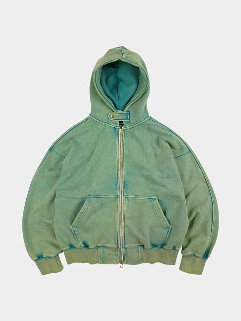 Худи VINTAGE DYEING ZIP UP PARKA (размер M, цвет Зеленый)