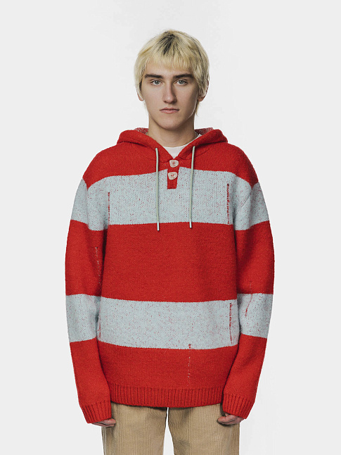 Джемпер STRIPES HOOD (размер L, цвет Красный-Голубой)
