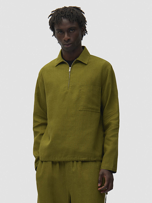 Свитер LINEN QUARTER ZIP (размер M, цвет Зеленый)