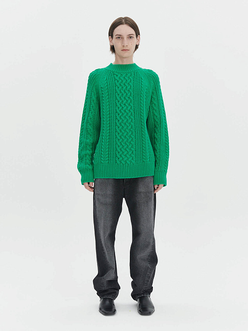 Свитер FISHERMAN CABLE (размер M, цвет GREEN)