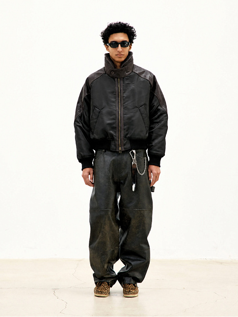 Куртка HIGH-NECK SHEARLING MIXED MA-1 (размер M, цвет Темно-коричневый)