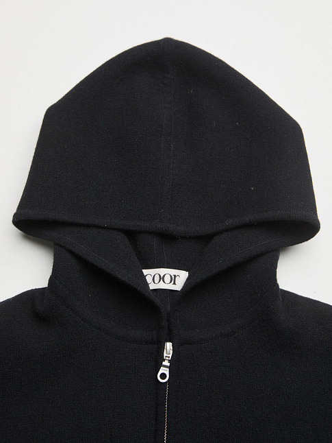 Худи DOUBLE FACE WOOL AND BLEND ZIP-UP (размер M, цвет Черный)